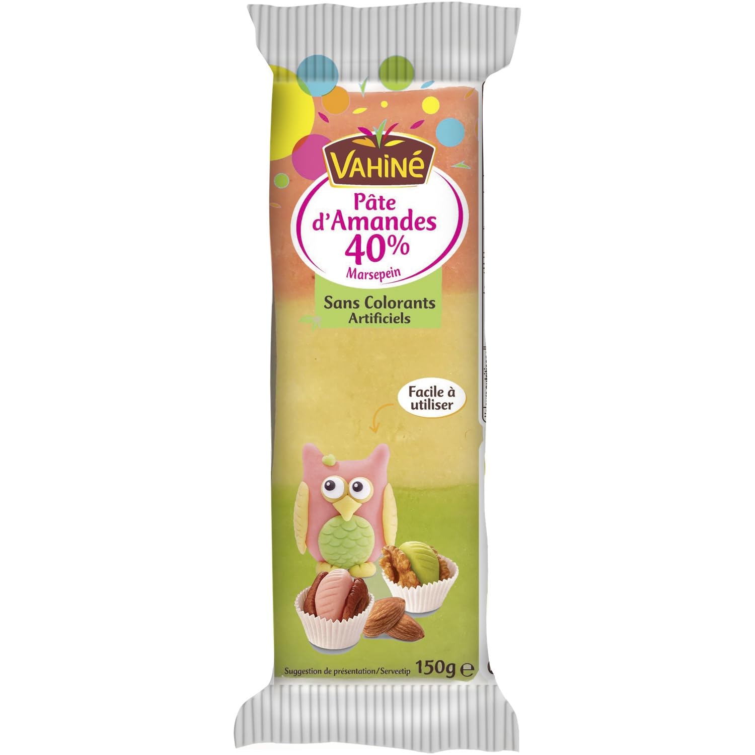 Pâte d'amandes tricolore VAHINE - le paquet de 150 g Lot De 4 - Par Lot
