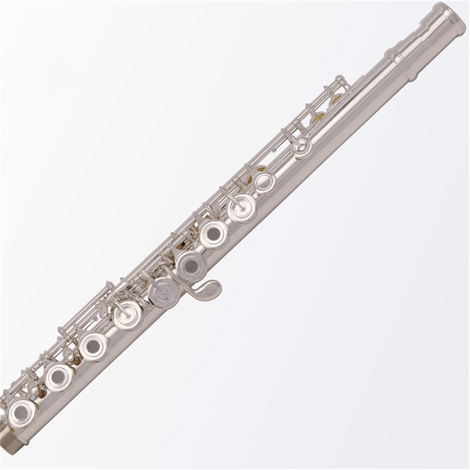 ZUZU Flauta Plateada Plateada 16 Llaves Abiertas Agujeros C Pies Italianos Almohadillas con Estuche Kit Flauta
