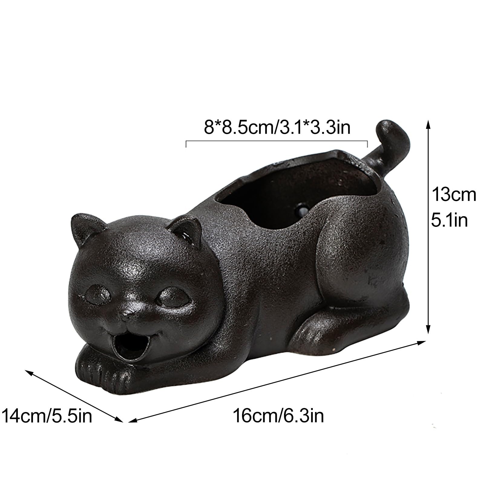Cracheurs d'étang, Ornements D’Eau Qui Coule en Pot en Céramique, Sculpture d'animaux de Jardin, idéale pour Les Mini-étangs et fontaines de Jardin(Black)