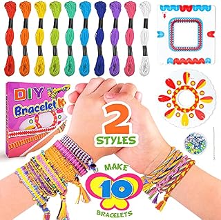 Girls Birthday Gift Age 3-12, Kids Girl Crafts DIY Friendship Bracelet Making Kit for 3-12 Year Olds Girls Children Art and Crafts Toy Bracelet Ropes Beads Kit for Teen Girl 3-12 Year Old Present