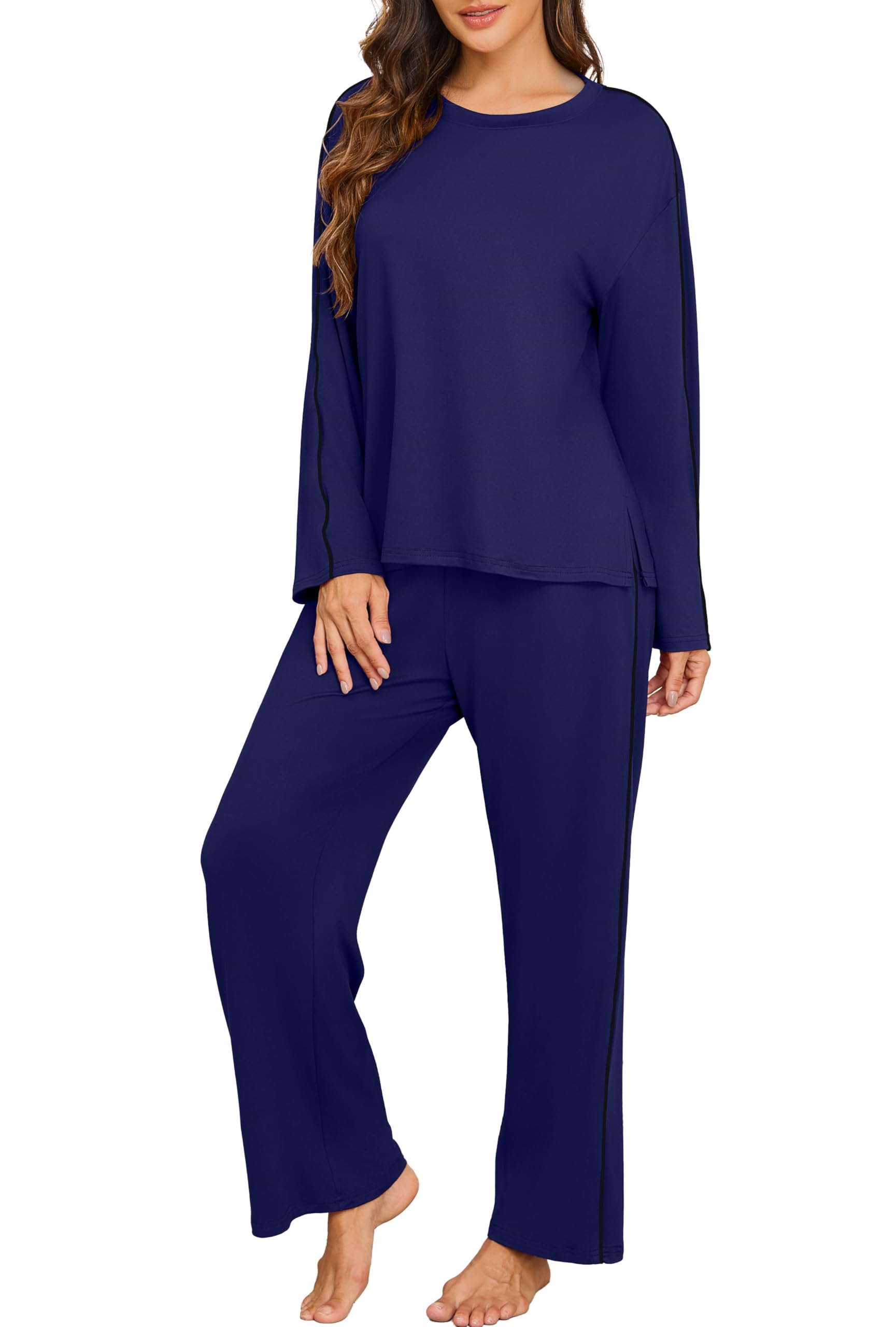 VINTATRE Women's Pajamas Set Casual Soft Longe Sleeve Top and Pants Sleepwear Pjs Comfy Winter Lounge Set 2025