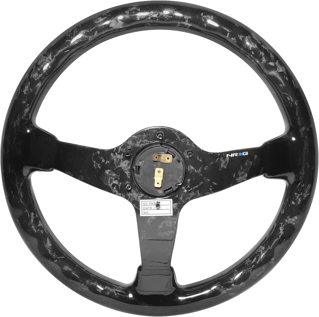 NRG Innovations NRG-ST-036FC Forged Carbon Fiber Light Weight Steering Wheel 350mm 3'Deep Dish, Gloss Black, 6 X 70 PCD