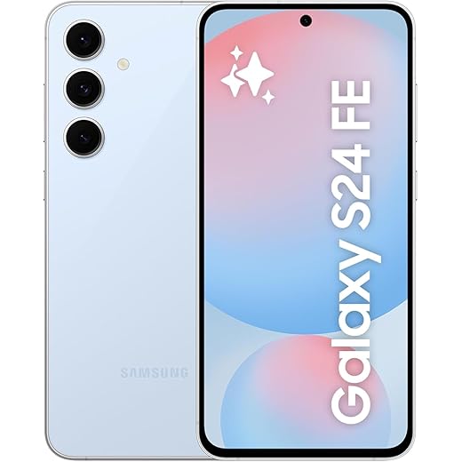موبايل سامسونج جالاكسي S24 اف اي هاتف ذكي بنظام أندرويد بذاكرة رام 8 جيجا وسعة تخزينية 256 وكاميرا 50 ميجابكسل يتميز بعمر بطارية طويل، لون أزرق، إصدار محلي
