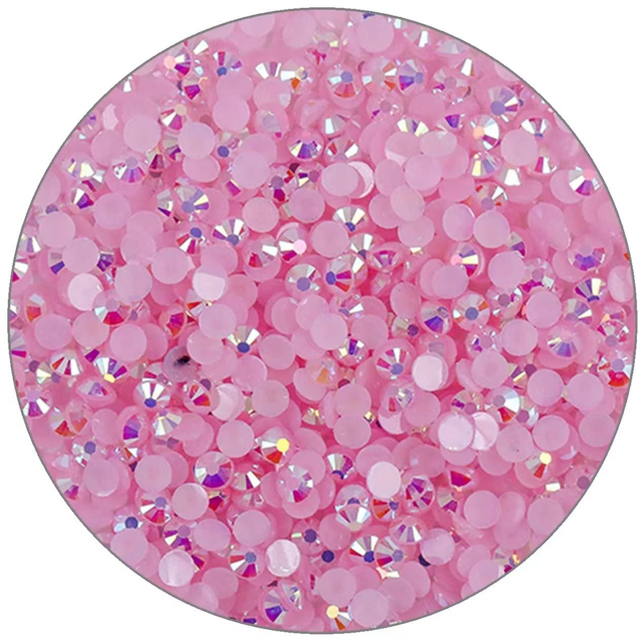 3000 Pieces SS6 2mm Flatback Rhinestones Clear Glasses Round Gems AB Crystals for Nail Art DIY Crafts Clothes Glitter Stones （Light Pink）