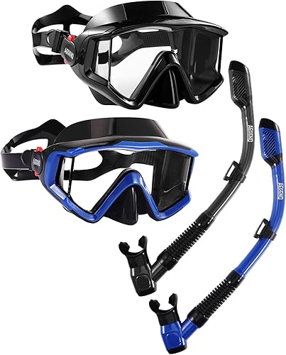 Miniatura 12 de Aegend - Equipo de esnórquel para adultos, jóvenes y niños, juego de esnórquel seco con vista panorámica, tecnología mejorada anti-fuga y anti-vaho,