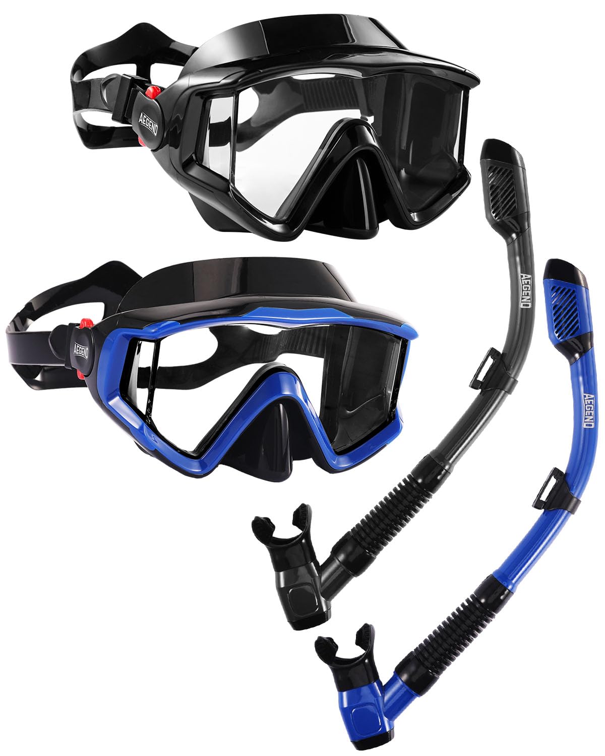 Aegend Snorkeling Gear for Adults, Dry Snorkel Set Panoramic View Enhanced Anti-Leak and Anti-Fog Technology, Adjustable Strap for Snorkeling Scuba Diving Swimming with Mesh Bag