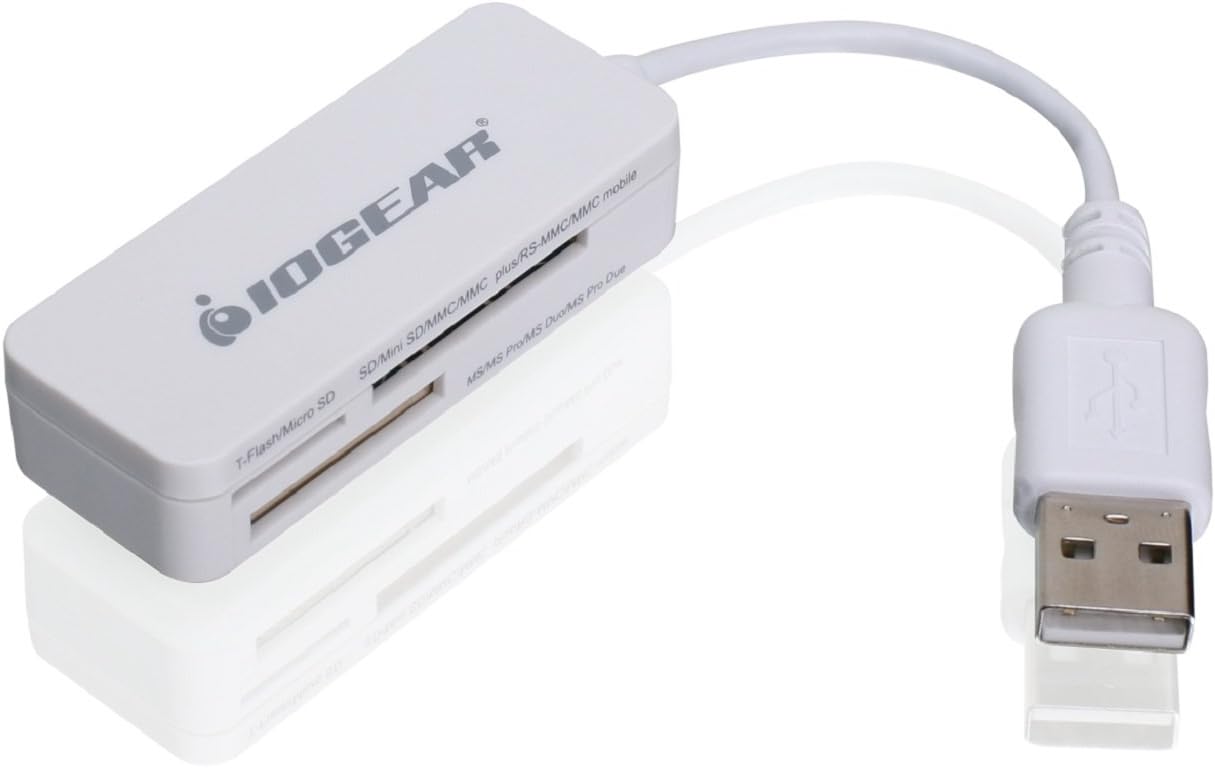 IOGEAR 12-In-One Pocket Flash Memory Card Reader/Writer, GFR209A (White)