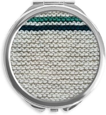 Fabric Flax Knit Gray Hand Compact Mirror Round Portable Pocket Glass