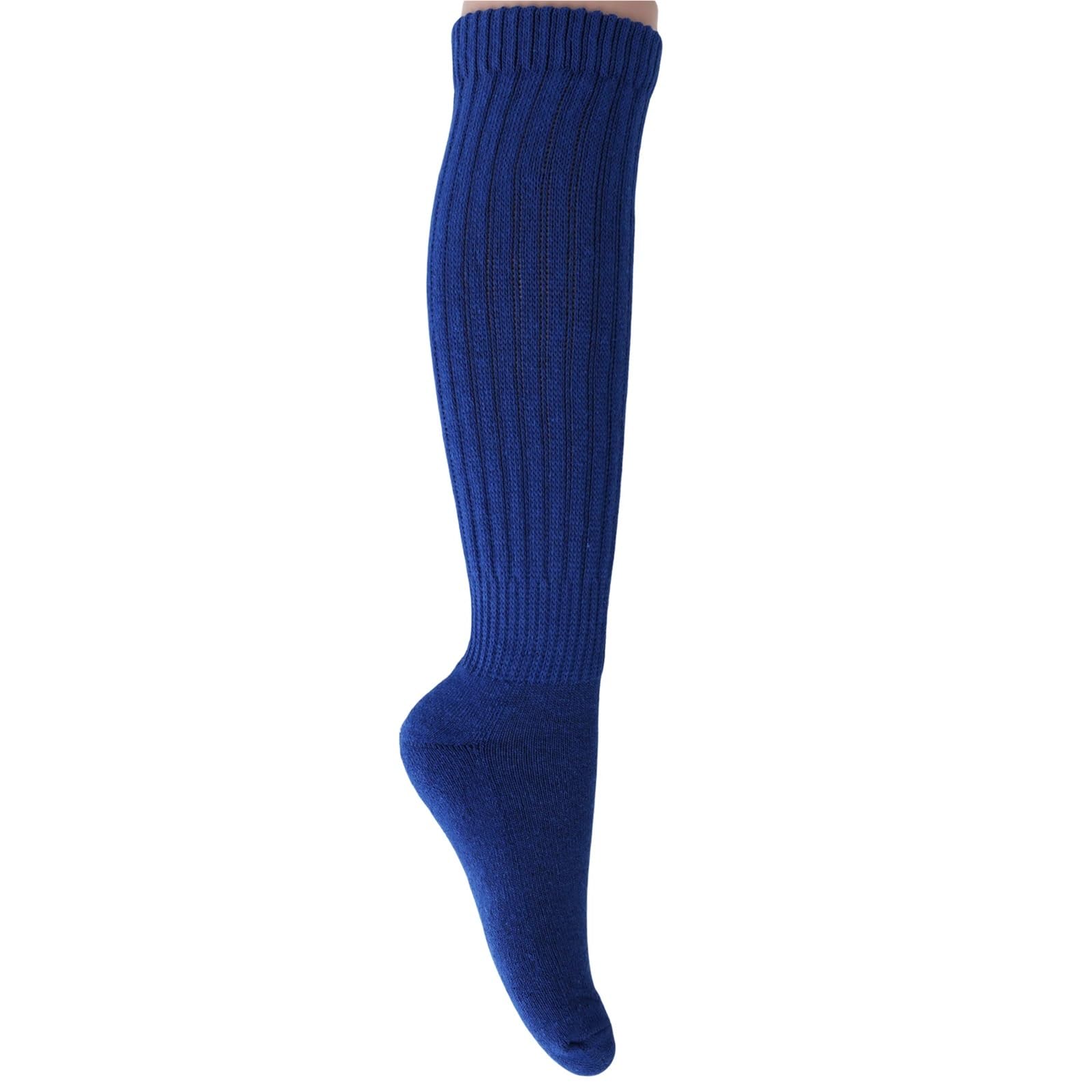 Calcetines anchos gruesos azul real for mujer, tallas 5 a 10, 3 pares Para Niñas y Mujeres