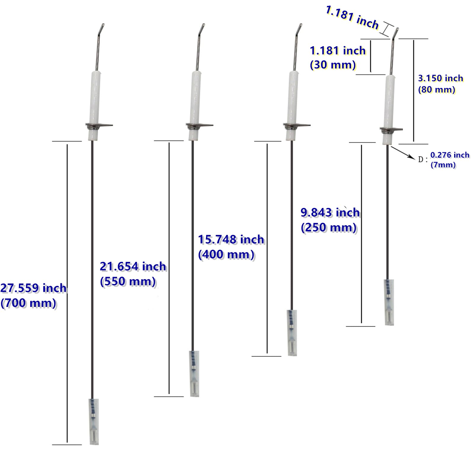 Zestaw zapalników do grilla Blackstone 61 cm, 4 gniazdka, uniwersalna bateria AA, srebrna osłona, zapalnik zapłonowy z wysokim przewodem zapłonowym, zestawy zamienne do zapłonu