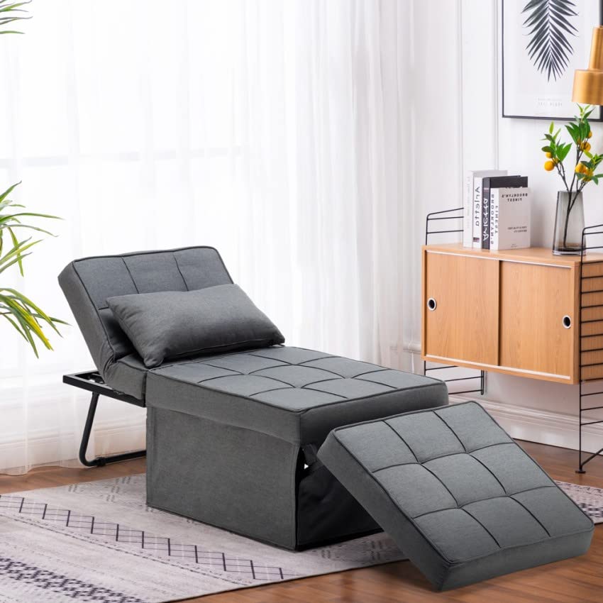Produce Shop Pouf Poltrona Letto Pieghevole in Tessuto Sweet Relax - Grigio Scuro