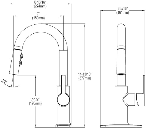 Miniatura 3 de Elkay Avado - Grifo de barra de un solo orificio con pulverizador desplegable y mango de palanca, acero inoxidable negro