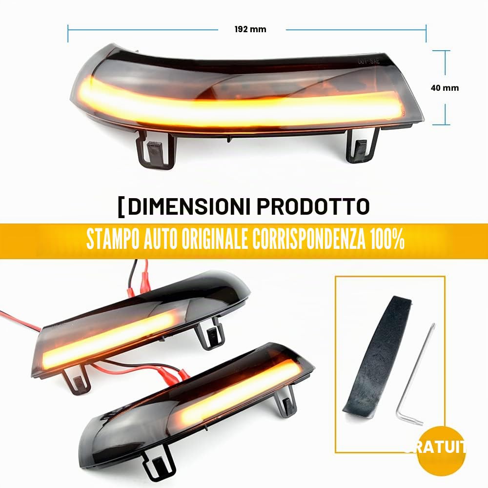 2 pezzi Indicatore LED sequenziale di direzione luce dinamica Compatibile con VW Golf 5 GTI V MK5 Je-tta Pa-ssat B5.5 B6 R36 R32 Eos Sha-ran Su-perB
