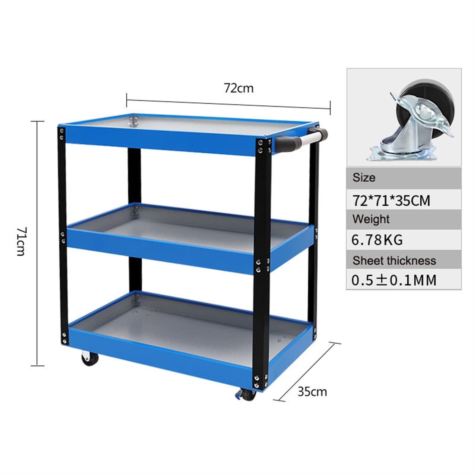 sdneNest Caja de herramientas con ruedas con ruedas, herramientas de almacenamiento de servicio, armarios de taller, garaje, organizador de carrito, soporte para coche, color azul medio