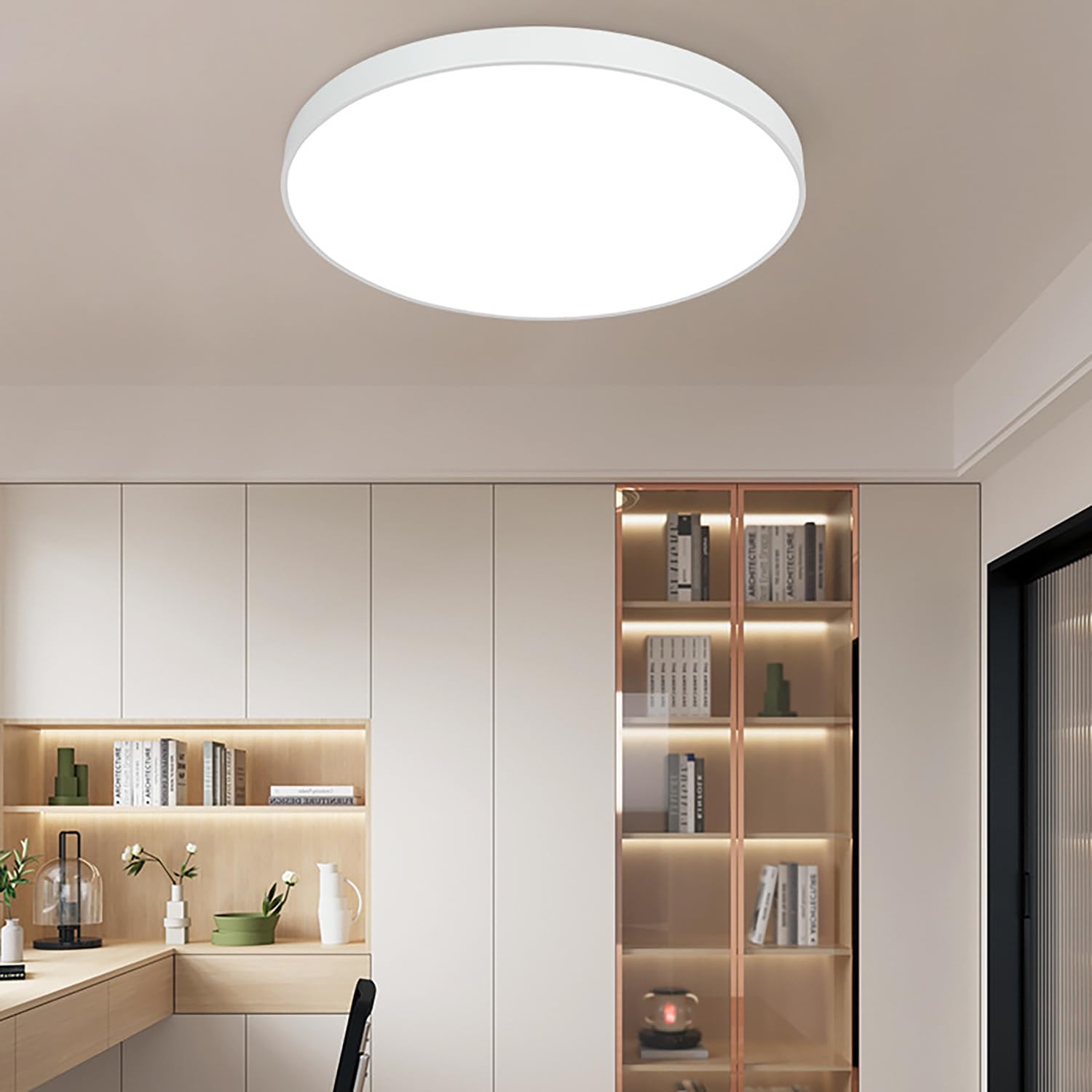XINYASEE Modern LED Ceiling Light,Round Square White Panel Ceiling Light， Acrylic Ceiling Light，6000K Waterproof recessed Ceiling Light for Living Room Bedroom Balcony Corridor Kitchen (Round, 30W)