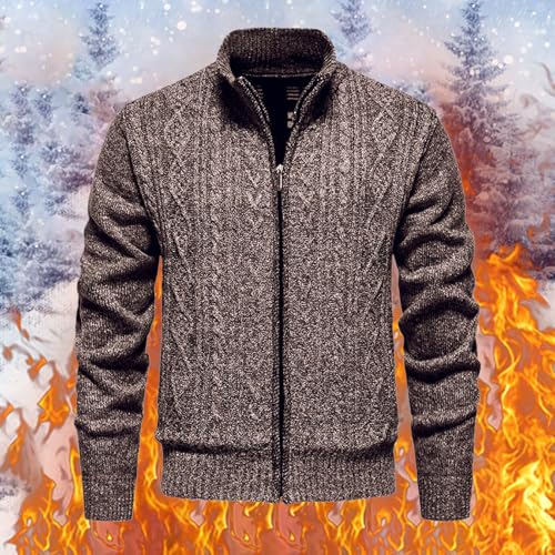 Fxbar Mens Cotton Sweaters Men's Cardigan Sweater Full Zip Up Stand Collar Regular Fit Chest Pocket Knit Sweaters Casual 3 Pockets3