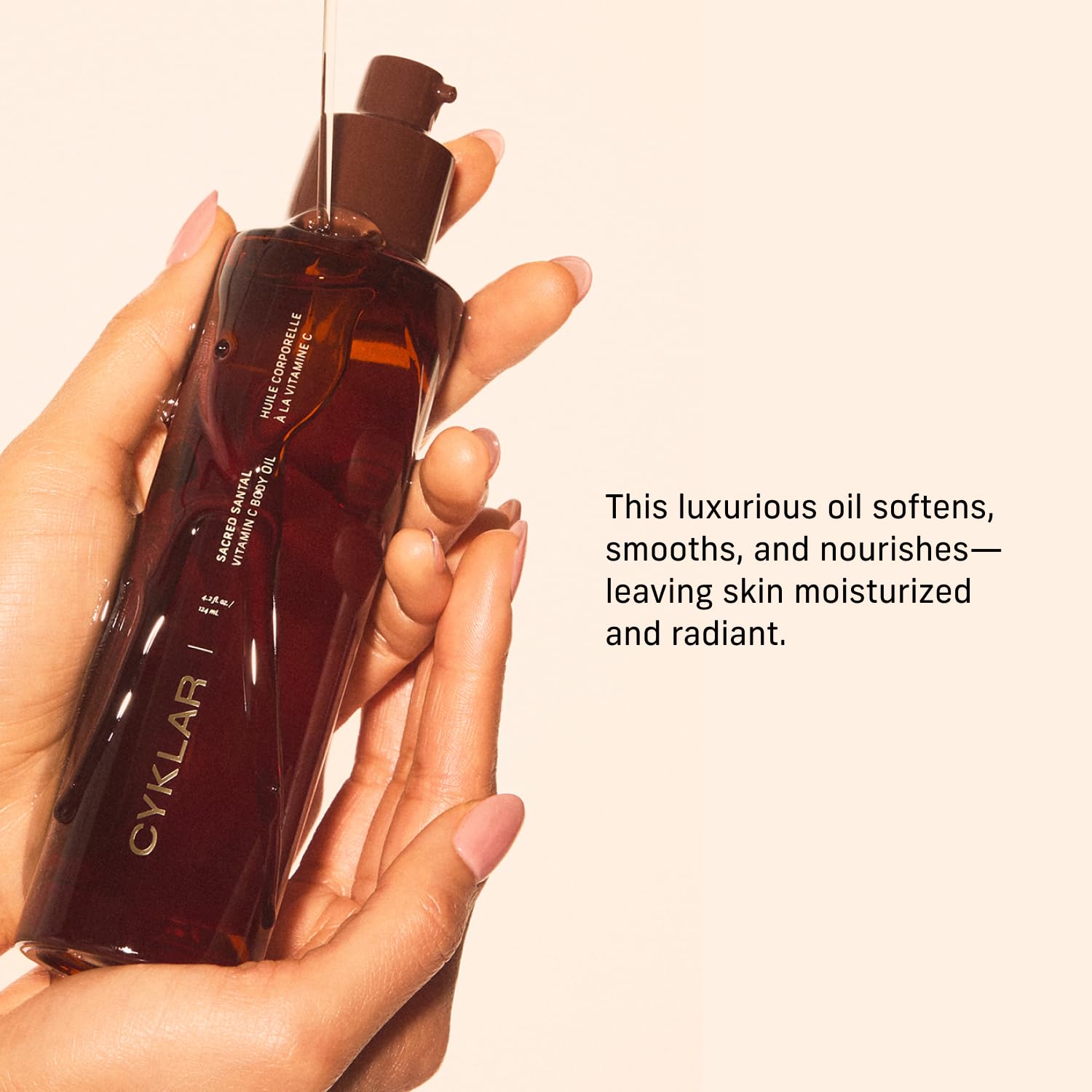 CYKLAR Vitamin C Body Oil for Women and Men. Moisturizing Sacred Santal Scented Body Serum for Glowing Skin. Nourishing, Hydrating After-Shower and Bath Skin Care Moisturizer, 4.2 Fl Oz - Image 3