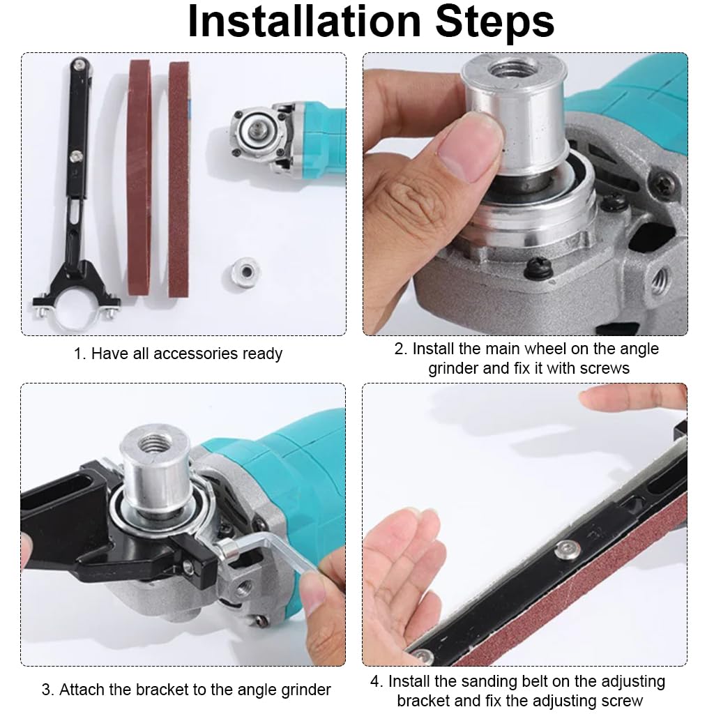 Serplex® Belt Sander Attachment for Angle Grinder, SBelt Sander Attachment Compatible with 100MM/125MM Grinding Disk Angle Grinder Conversion Kit for Sanding and Finishing Tasks