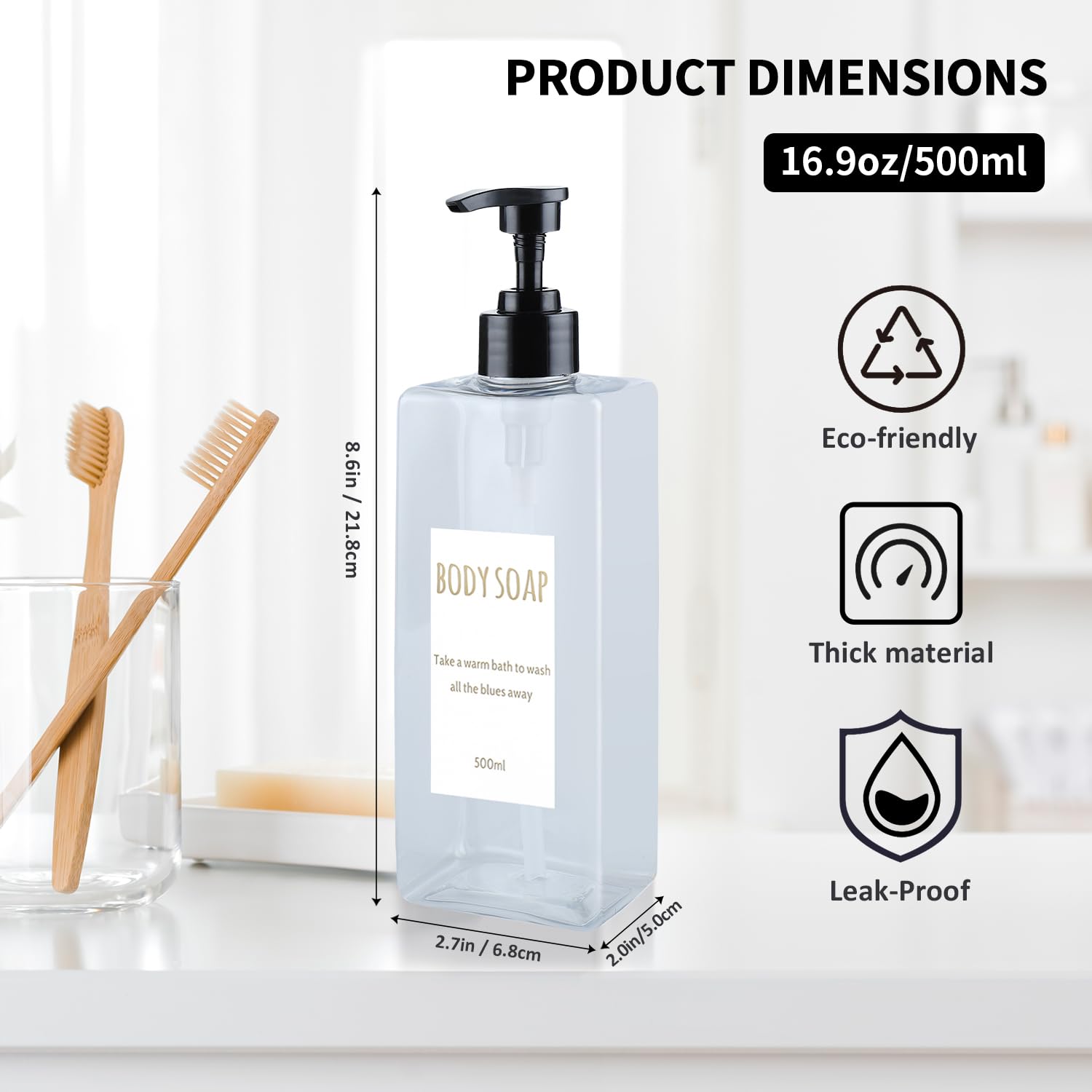 Duschspender-Set (2er) – Moderne Pumpflaschen Für Shampoo & Duschgel