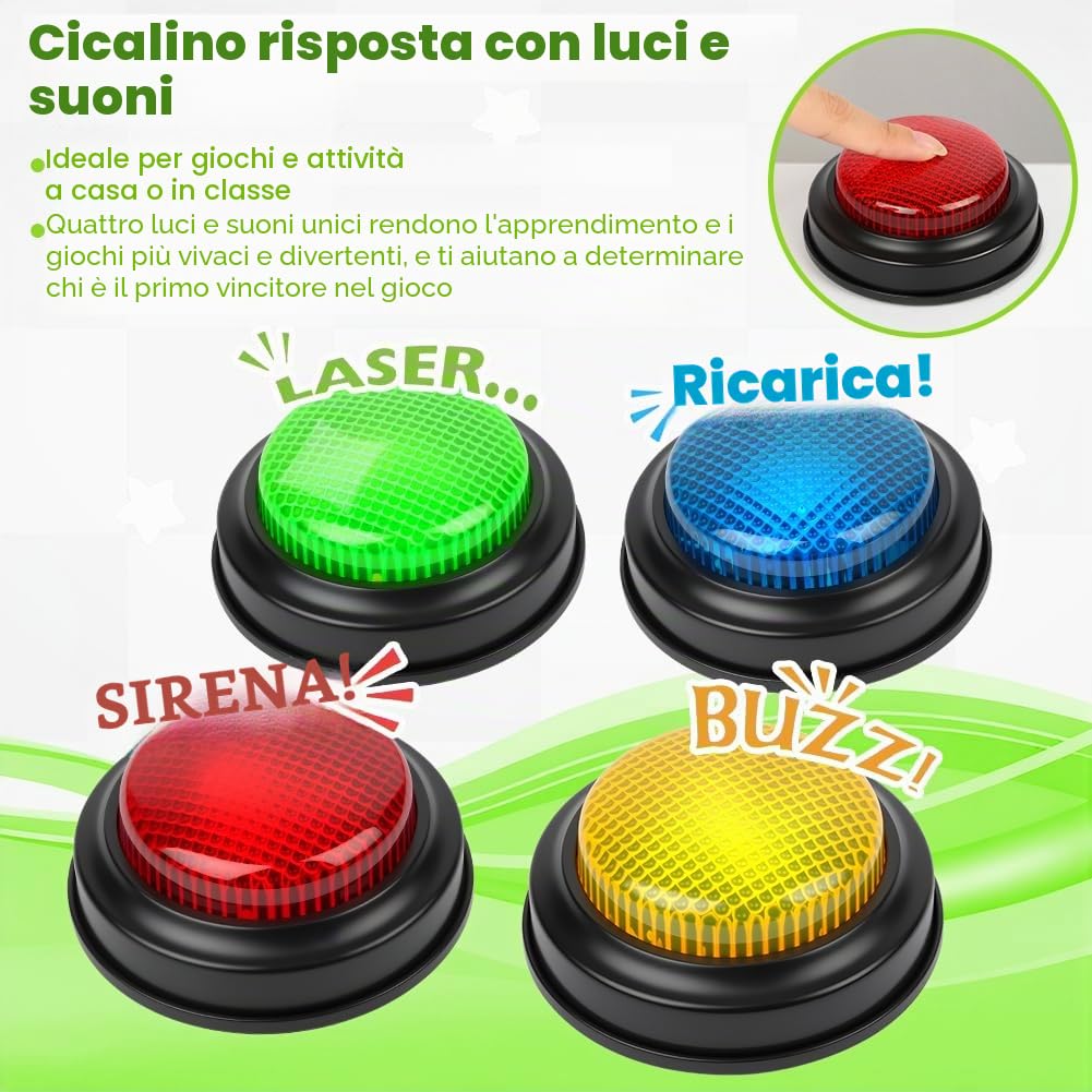 4PCS Quiz Buttons, Buzzer Game Show Buttons, Rispondi Al Cicalino Con Luce E Suono Di Allarme, Pulsanti Colorati, Giochi Per Bambini, Materiale Didattico, Giochi Quiz, Gioco Di Famiglia