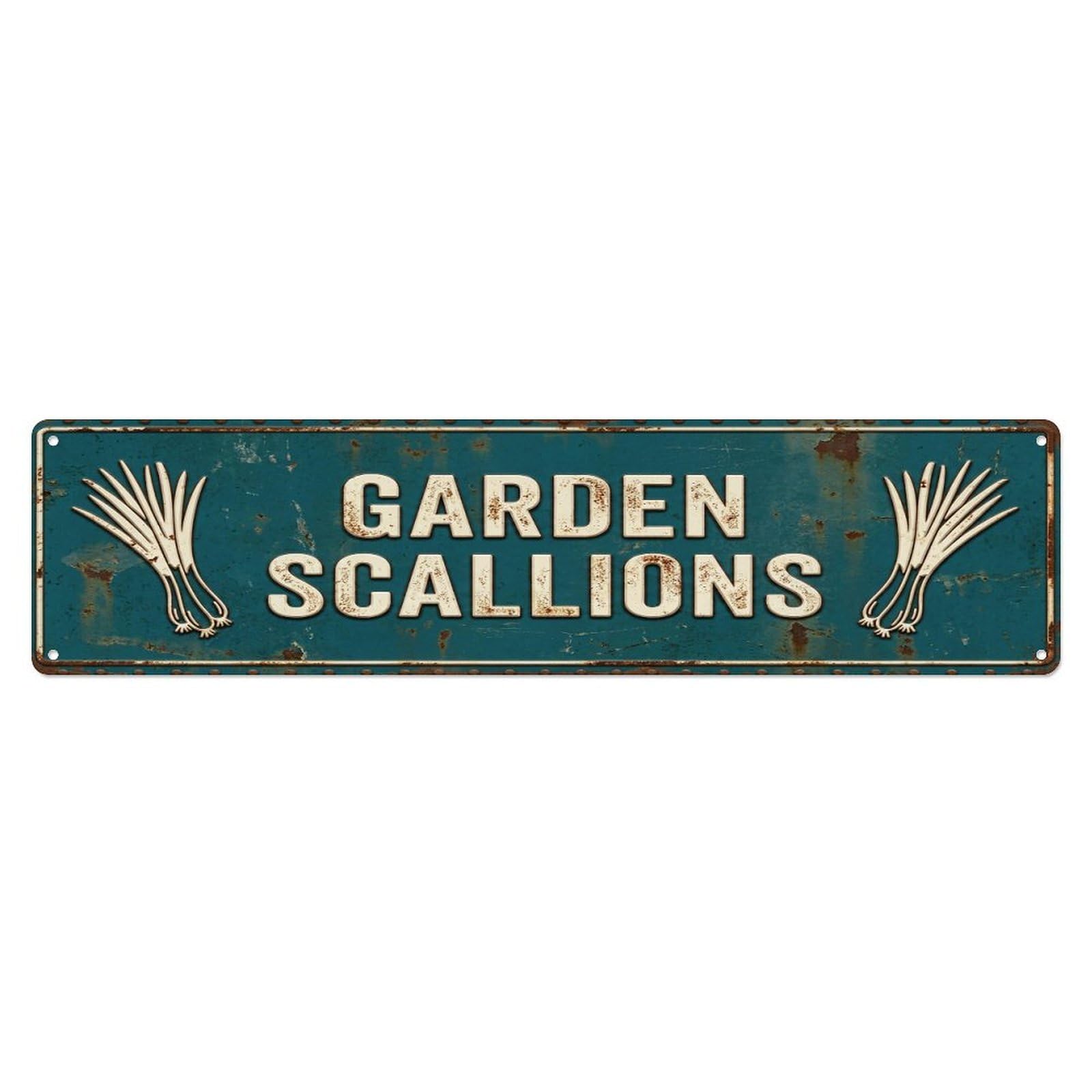 GARDEN SCALLIONS Vintage Vegetable Rustic Farmhouse Metal Tin Sign