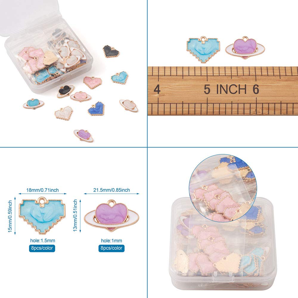 Ciondoli A Cuore Smaltati 100pz - Placcati Oro 18K Per Braccialetti Fai Da Te E Gioielli - Foto 5