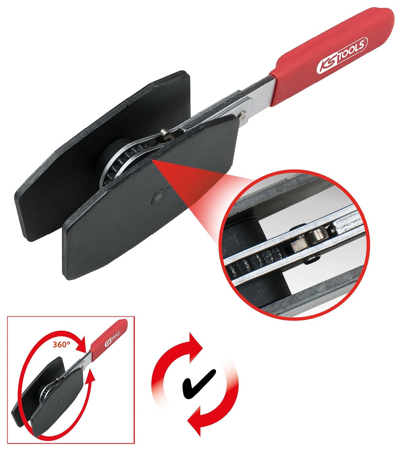 KS Tools 150.2194 Utensile a cricco per ripristino pistoncini dei freni, reversibile