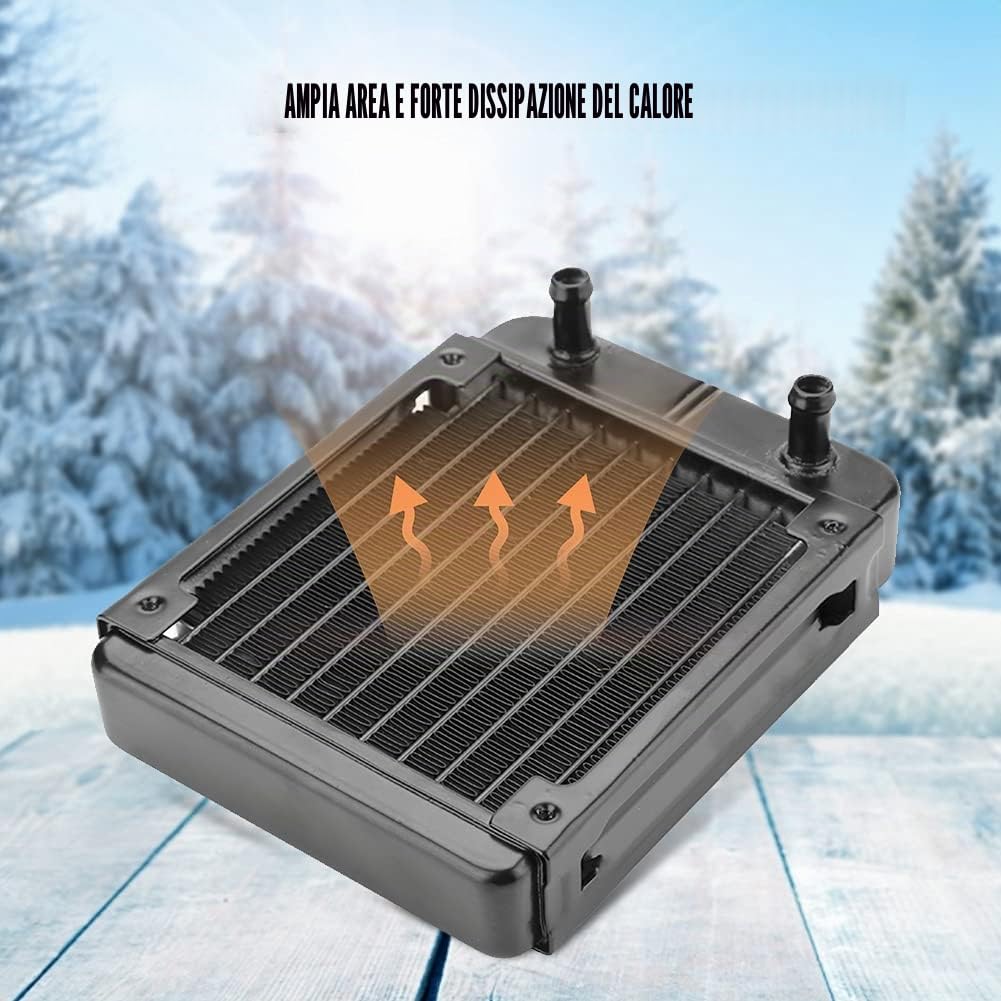 ASHATA Radiatore in Alluminio da 120 mm, Radiatore in Alluminio per Raffreddamento ad Acqua CPU Computer, 10 Tubi Radiatore Dissipatore di Calore da 120 mm per PC Raffreddamento ad Acqua Nero