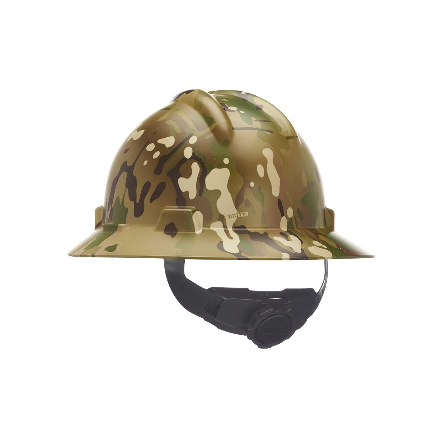MSA 10204784 Hydro Dip V-Gard Full-Brim Hard Hat With Fas-Trac III Ratchet Suspension | Polyethylene Shell, Self Adjusting Crown Straps - Standard Size in Multi Camo