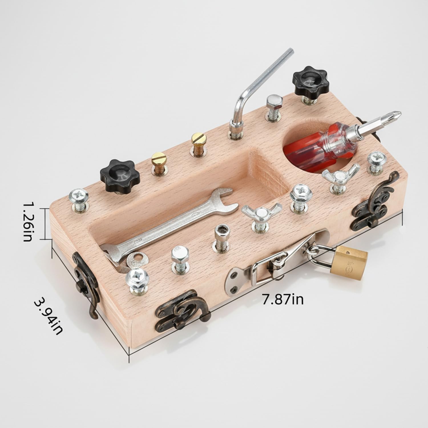 14-Hole Wooden Therapy Pegboard Multifunctional Finger Dexterity Grip Strength Trainer for Fine Motor Skills Hand-Eye Coordination Ideal for Home Office Occupational Therapy