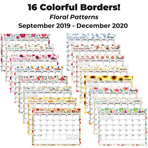 Small Wall Calendar 2020 (Floral) 8.5x11 Monthly Wall Calendar, Use to December 2020, with Stickers for Calendars, Hanging Calendar 2019 2020 by Cranbury