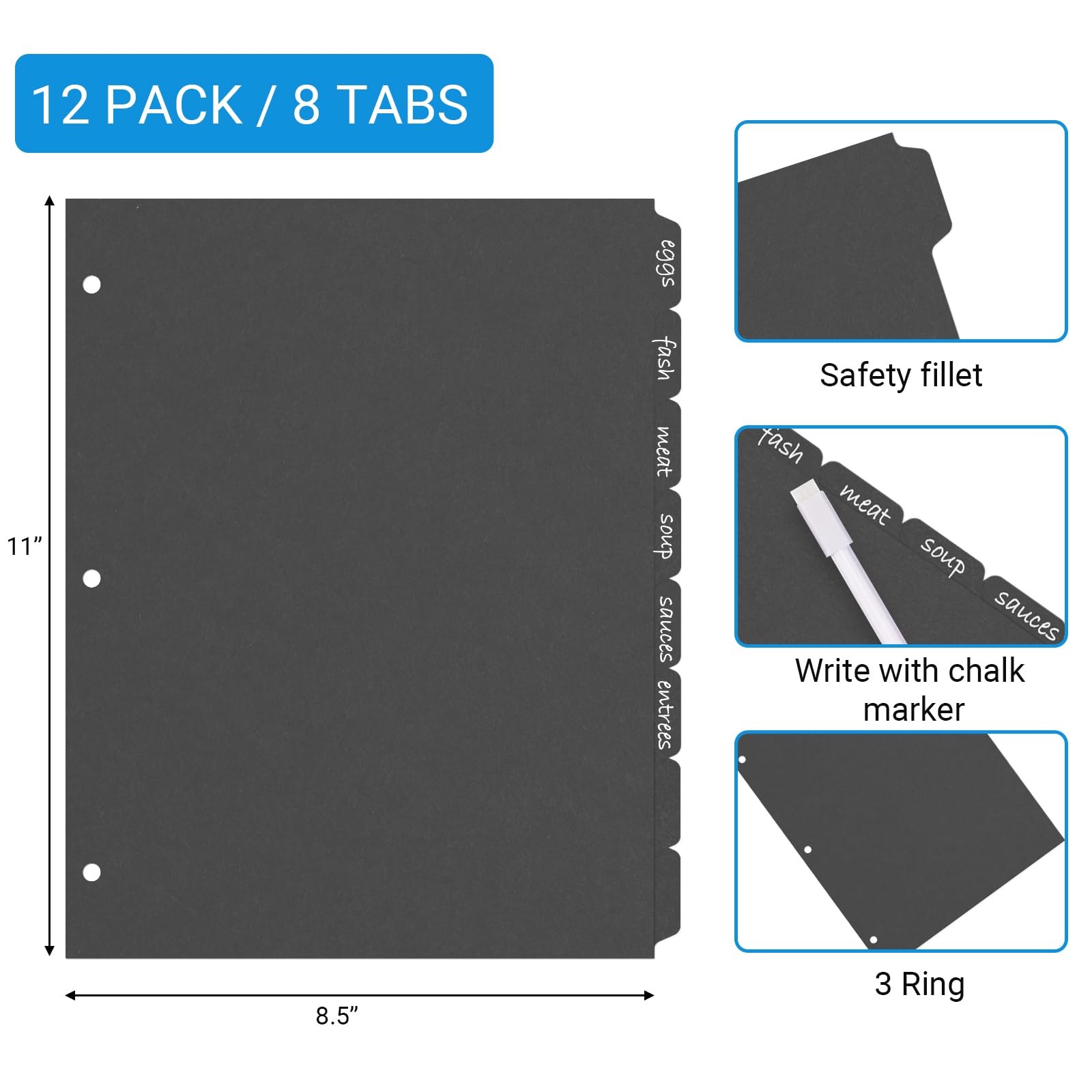 askページ！！！ Amazon.com : zmybcpack 3 Ring Binder Dividers with 8-Tabs