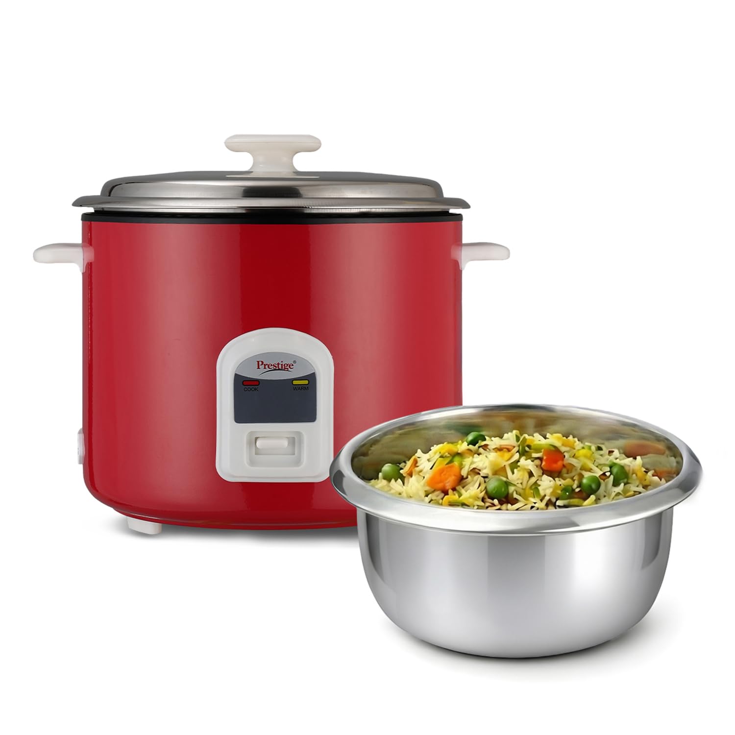 Prestige Delight Cute 2.8 SS Bowl Electric Rice Cooker(2.8L for Rice-Open Type, Silky Red, with Stainless Steel Cooking Pan 7.1L Volume,1000 W)-image-23