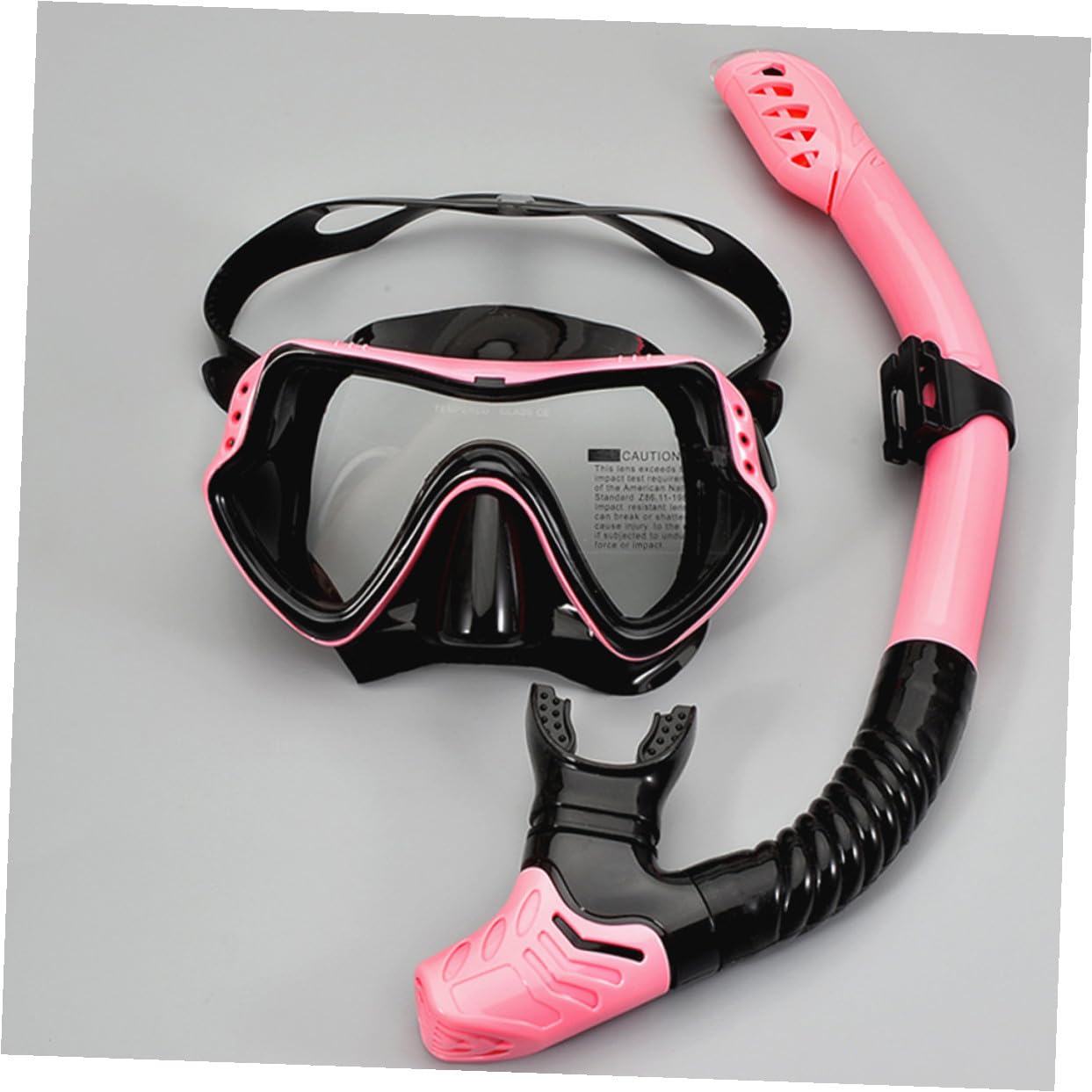 Gafas de Snorkel Tubo de Respiración Rosa de Silicona | Ventana Única, Drenaje Unidireccional, Cinta Elástica Alta, Mayor Comodidad y Visión Amplia