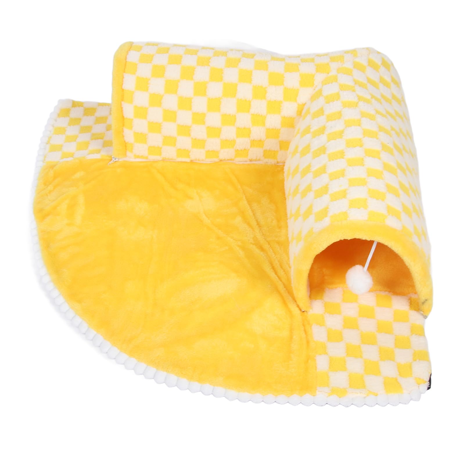 2 Piezas de Alfombra para túnel de Gato, Cama de Felpa Desmontable y Lavable para Gatos, Cama-túnel Suave y Plegable con cojín Desmontable para Gatos de Interior, Acogedor