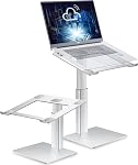 Adjustable Laptop Stand for Desk, DJ Laotop Riser, Ergonomic Small Sit to Stand Desk Converter, Support Working on Computer Standing, Compatible with MacBook and All 13"-16.5" Laptops, Silver