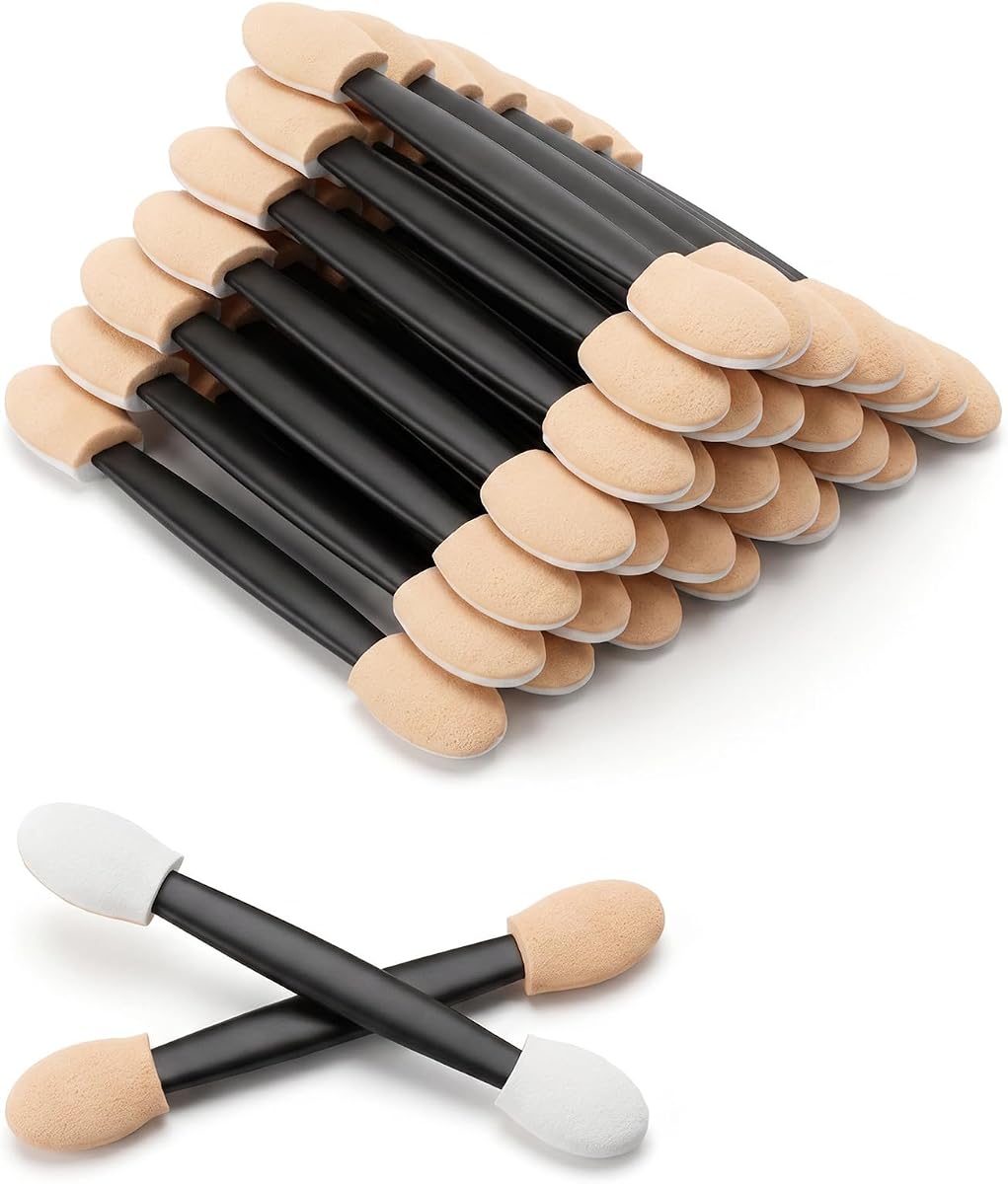 100 Pcs Eye Shadow Applicator Sticks, 2.56 Inch Dual Sides Disposable Eyeshadow Applicator, Sponge Tip for Eye Makeup, Women