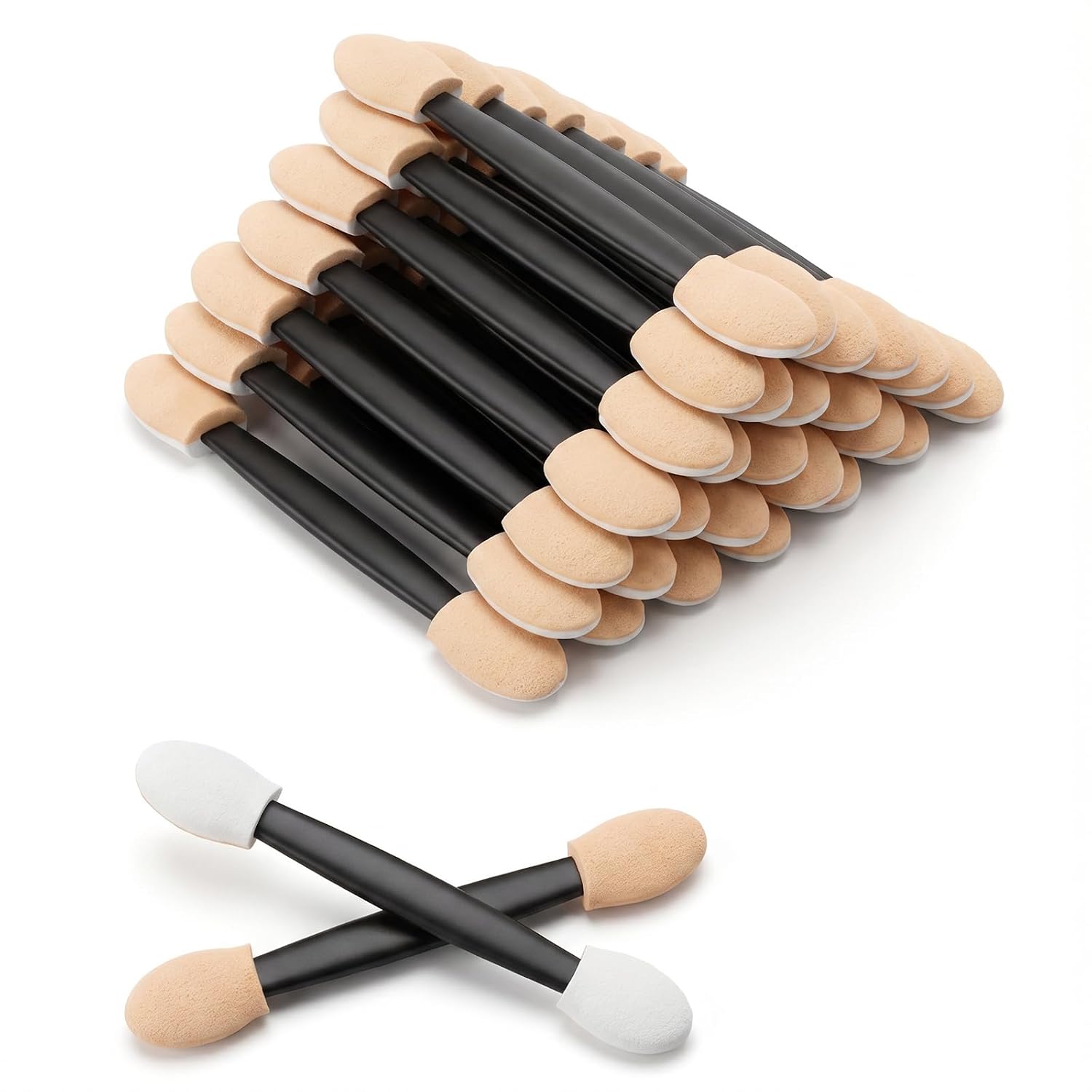 100 Pcs Eye Shadow Applicator Sticks, 2.56 Inch Dual Sides Disposable Eyeshadow Applicator, Sponge Tip for Eye Makeup, Women