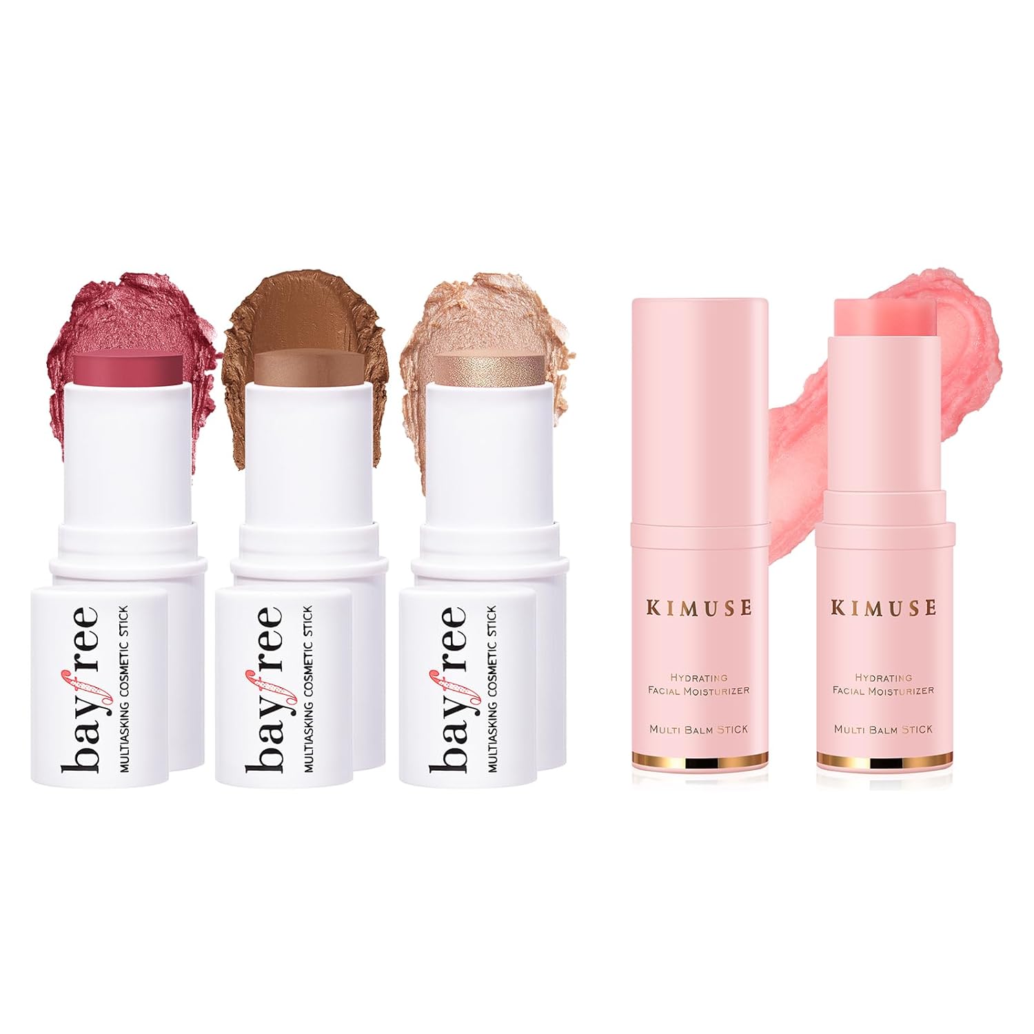 KIMUSE Hydrating Multi Balm Stick & Face Sticks Trio with Brush