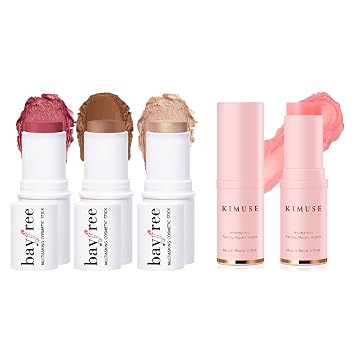 KIMUSE Hydrating Multi Balm Stick & Face Sticks Trio with Brush