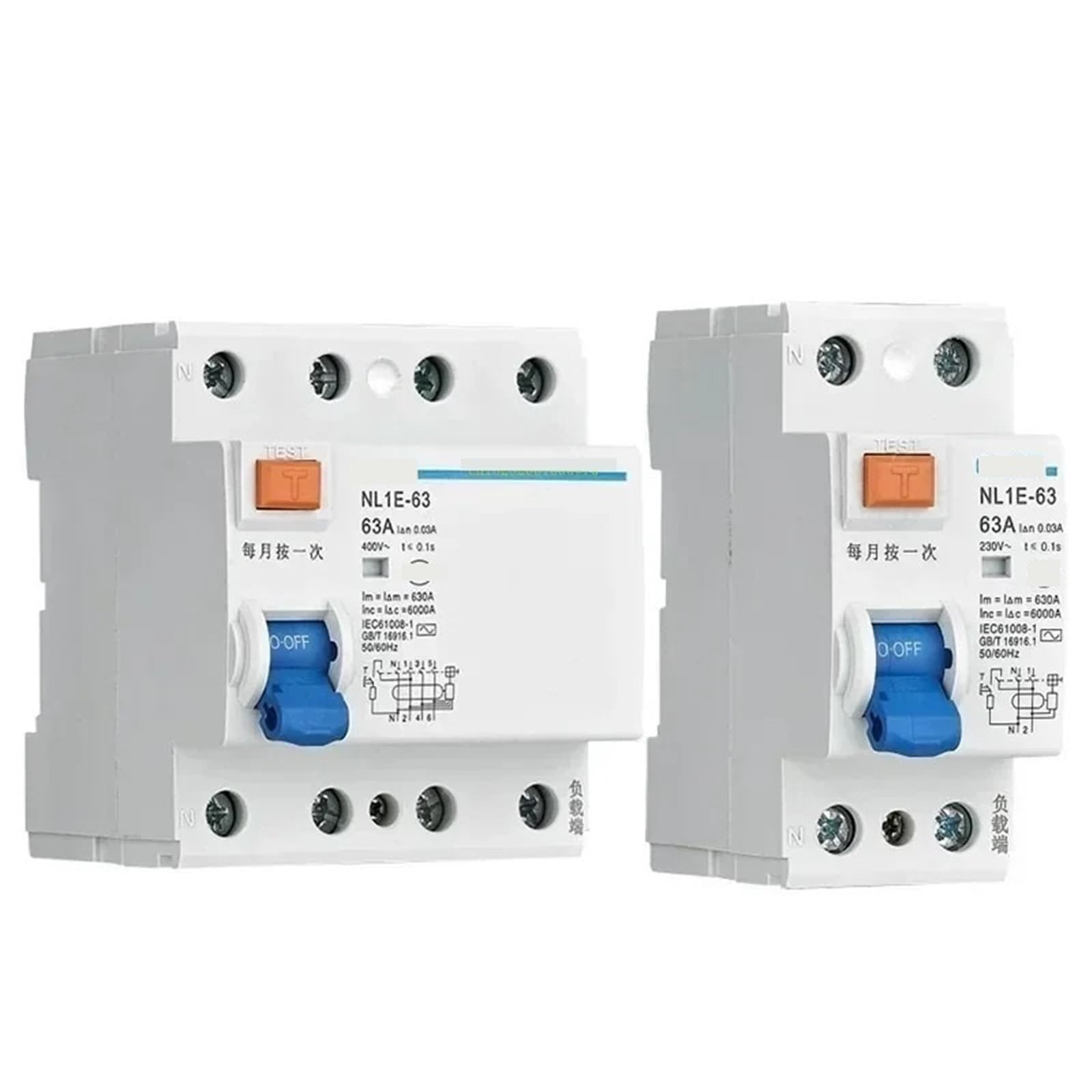 Disjoncteur différentiel électronique NL1E-63 haute précision 6KA