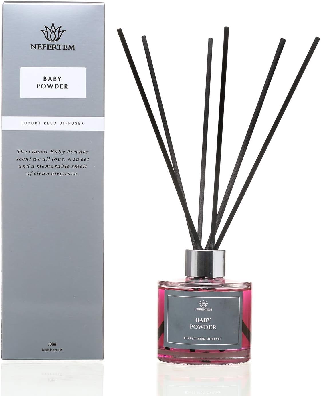 Baby Powder Fragrance in Pink 100ml - Reed Diffuser *(Includes 8 Black Fiber Reeds)