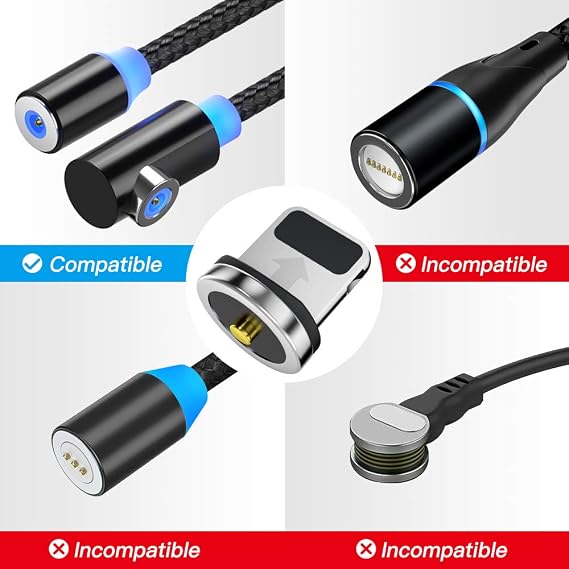 Ankndo Magnetic Connector Tip Heads (5-Pack) Magnetic Adapter 360 Rotating Strong Magnetic Phone Cable Adapter for lProduct Device