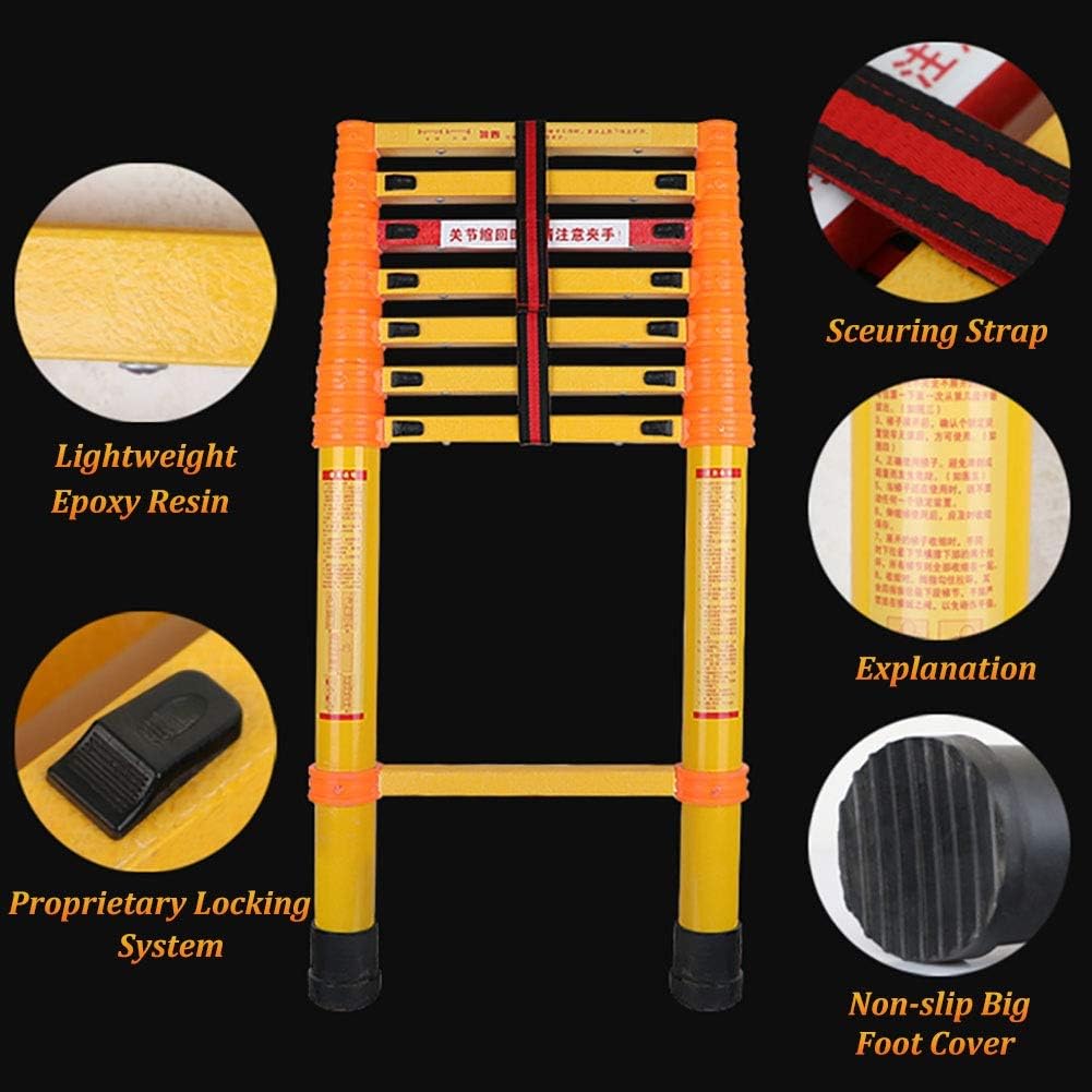 Foldable Aluminum Extension Ladder - Insulated Non-Conductive Slip-Proof Feet Telescoping Design Safe Finger Protection Perfect for Home & Loft Use Durable & Lightweight
