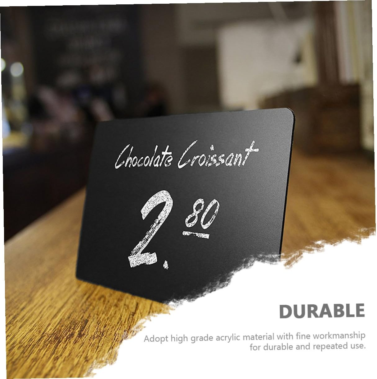 POPETPOP Acrylic Chalkboard Message Board Set with 12 Black Desktop Writing Boards and 1 Chalk Marker, Small Blackboard Sign for Wedding Party Tabletop Decoration and Home Counter Display