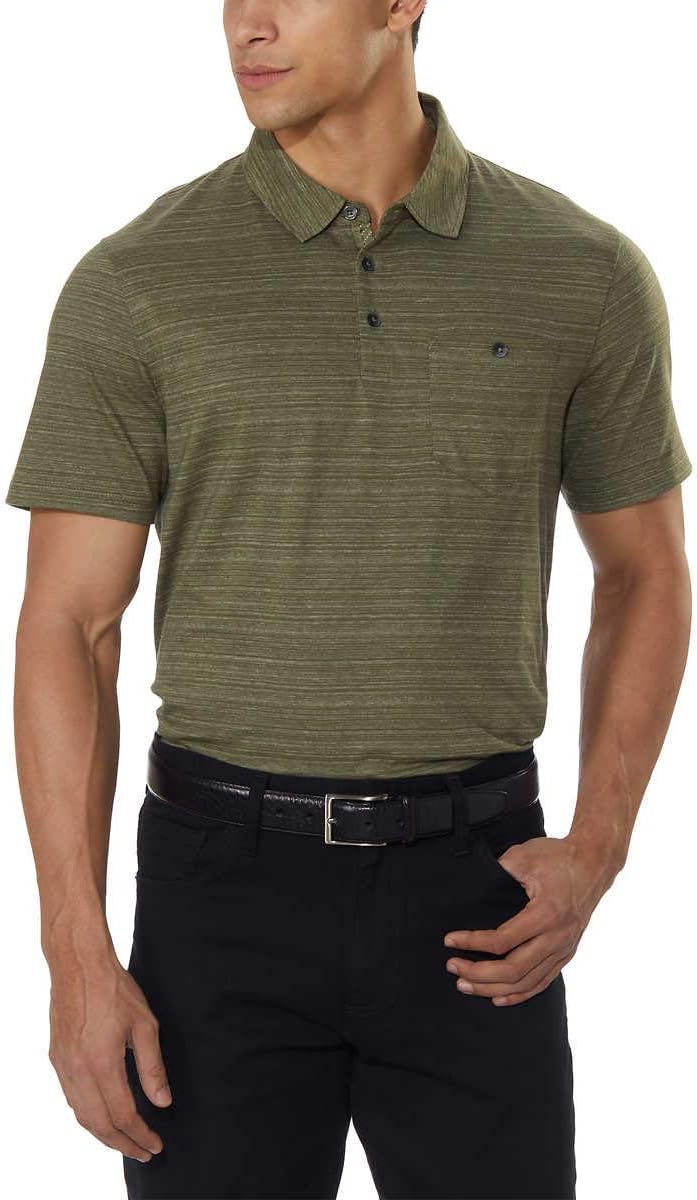 English Laundry Mens Short Sleeve Polo (Olive Canvas, Large)
