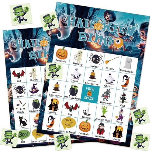 cozzymore 30 Players Halloween Games, Halloween Bingo, Halloween Party Supplies,