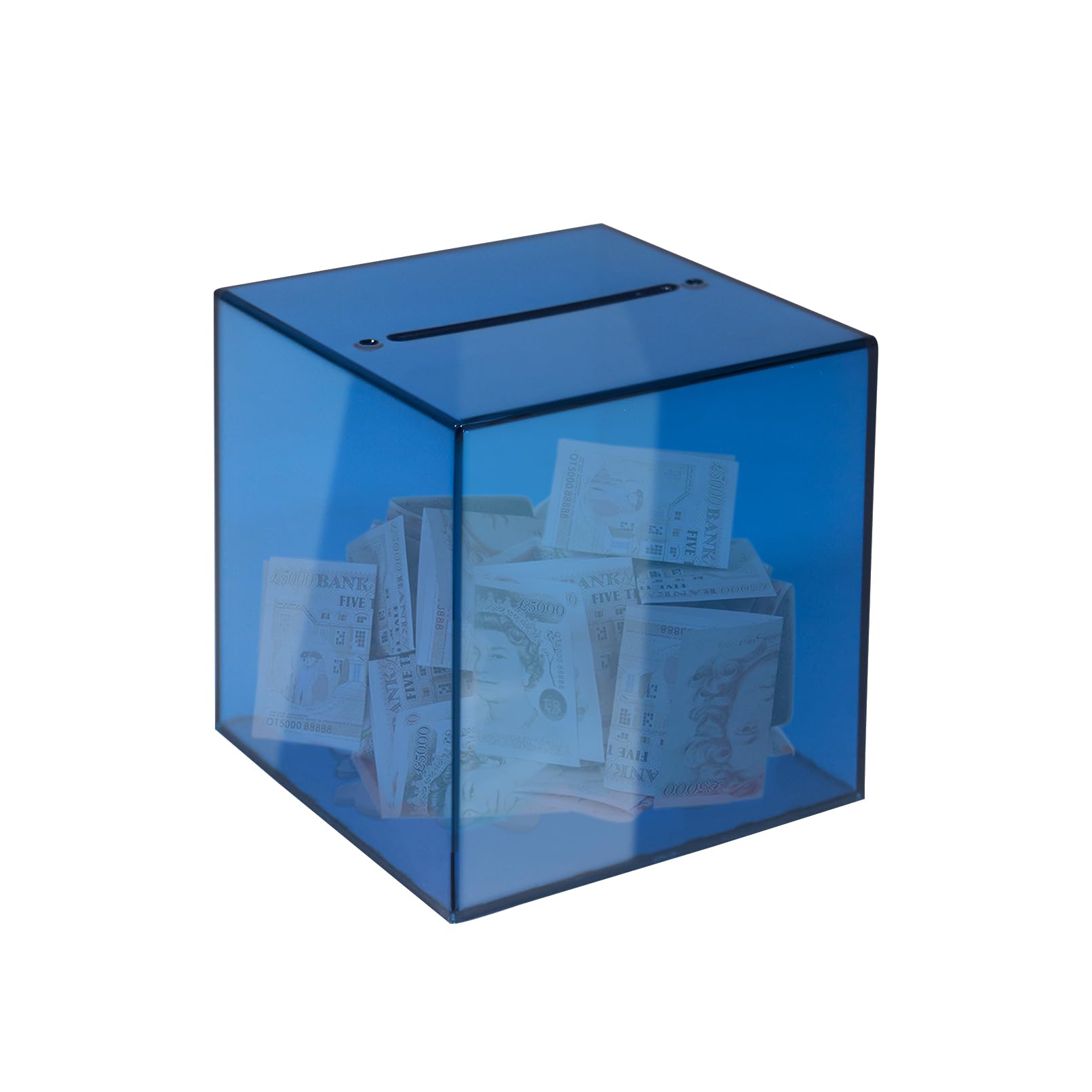 4.72”× 4.72”× 4.72” Acrylic Money Box Smash Money Saving Box Clear Piggy Bank for Kids(Blue)