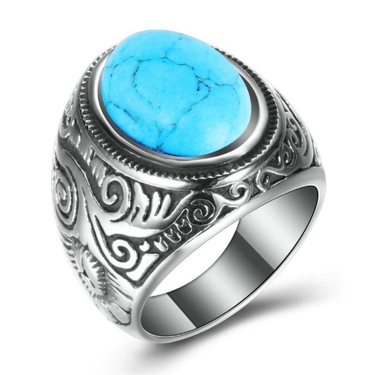 YAHOYA Exquisite High-Grade Inlaid Blue Stone Men's Ring Fashion Personality Charm Men's Jewelry Ring Accessories Ring Trend
