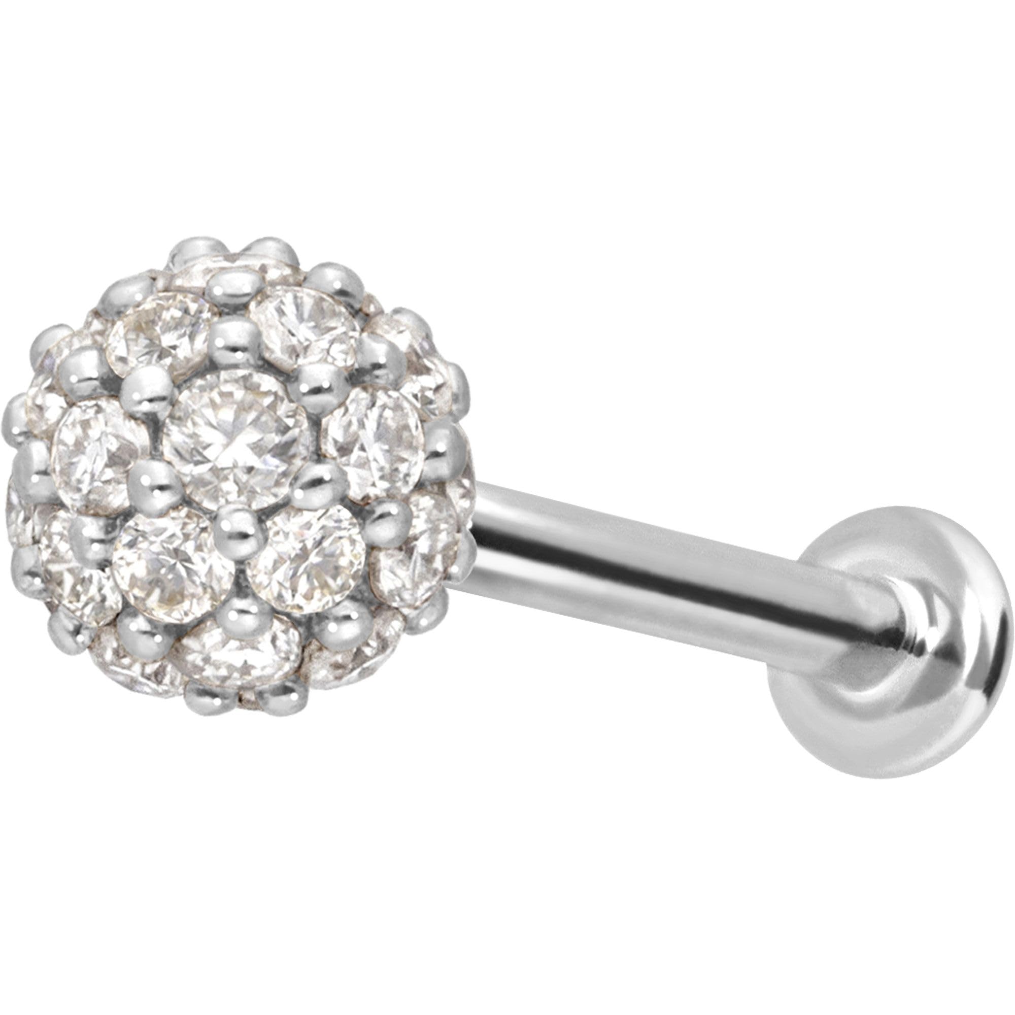 PIERCINGLINE Piercing Stecker 14 Gold Labret mit Innengewinde MULTI-MOISSANIT 585er Gold - Roségoldfarben, Goldfarben, Silberfarben